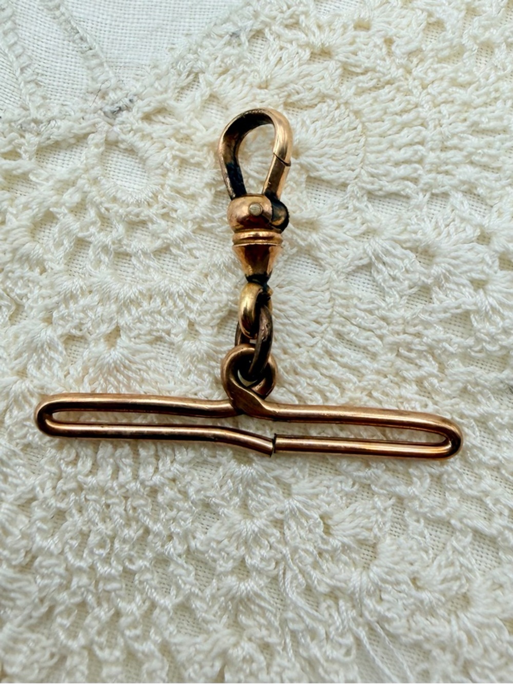Antique Gold Filled Watch Chain Fob and Dog Clip Holder